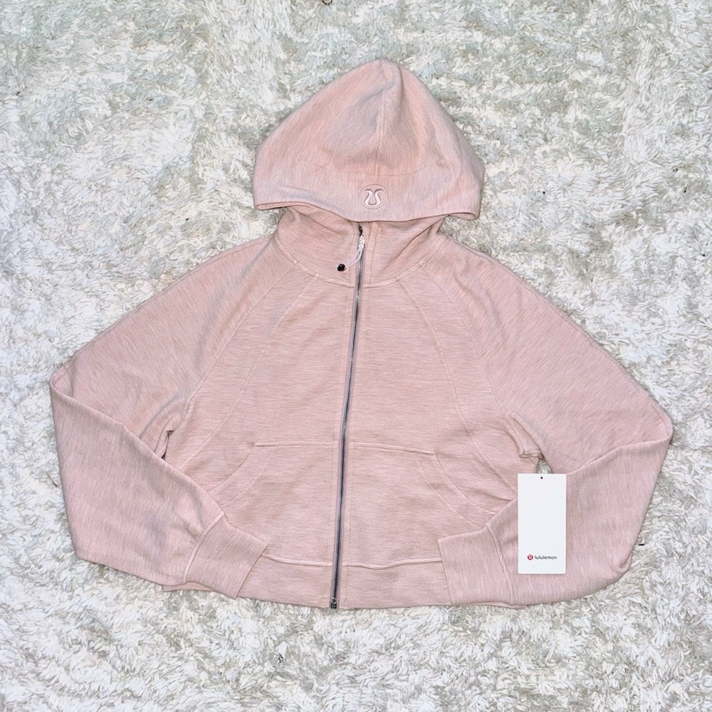 Heathered Mink Berry Scuba Oversized Full-Zip Hoodie Waffle
